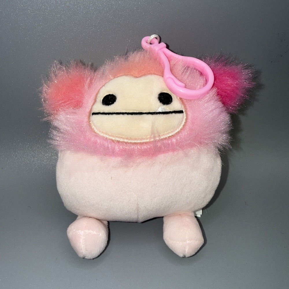 Squishmallows Caparinne The Bigfoot 3.5" Plush Clip-On KeyChain, Pink Bigfoot